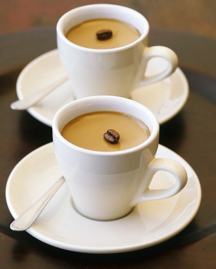 Kaffeecreme mit Kaffeebohne in Tassen
