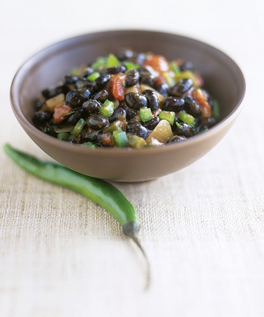 Black beans with green chilli