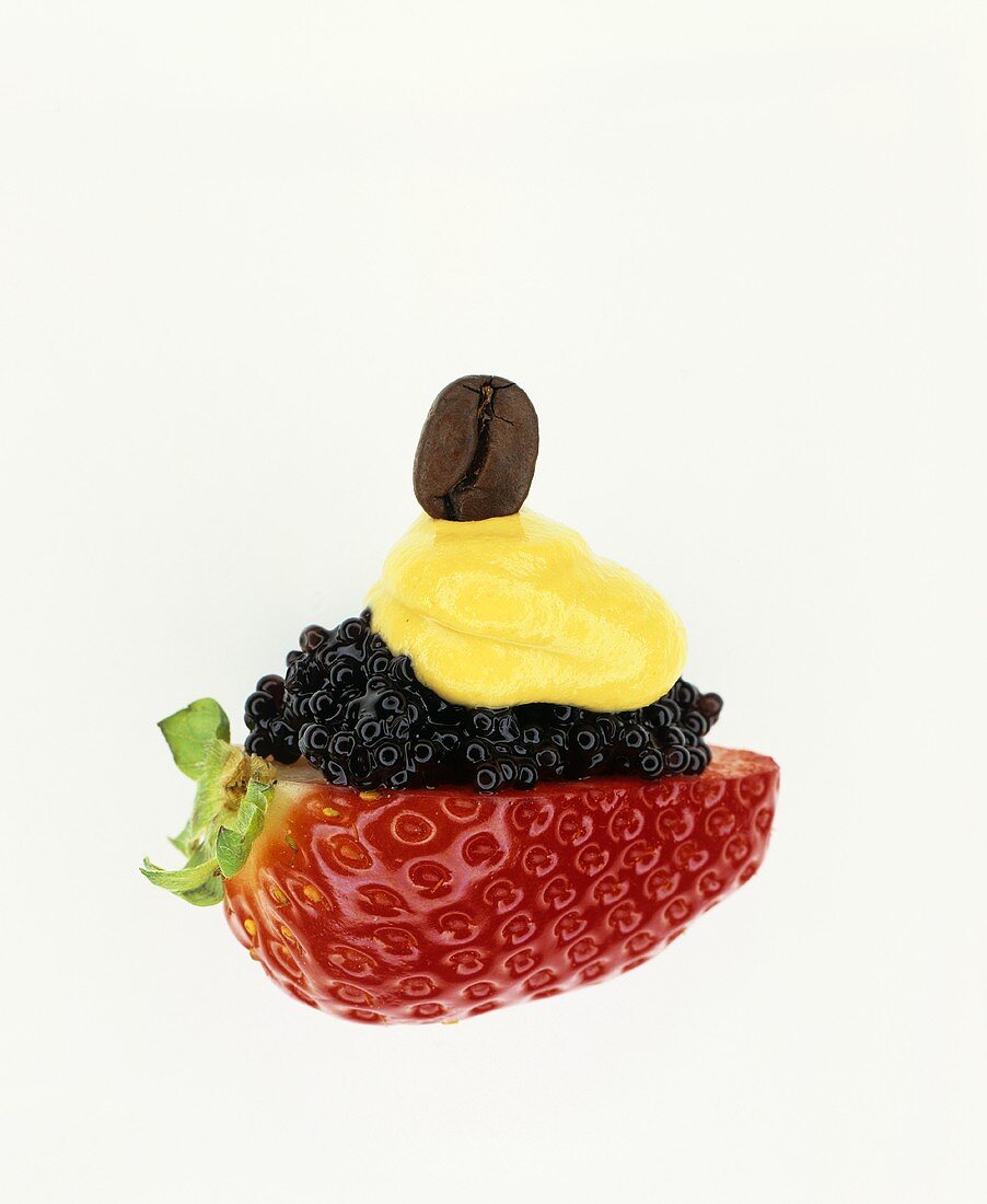 Unusual combination: strawberry, caviar, mustard & coffee