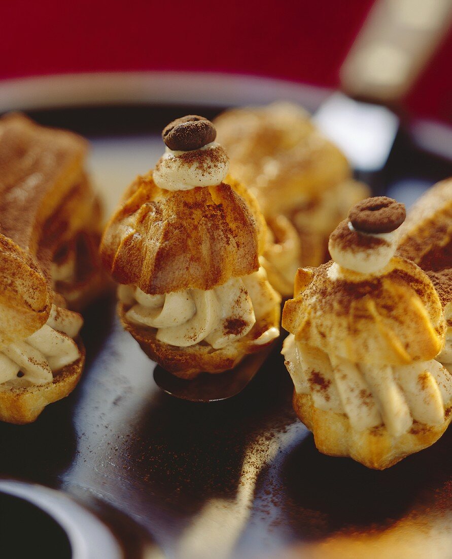 Eclairs filled with coffee cream