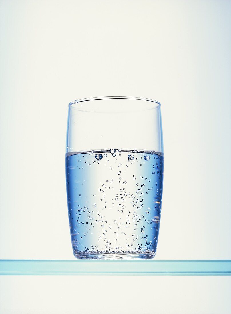 A glass of carbonated mineral water