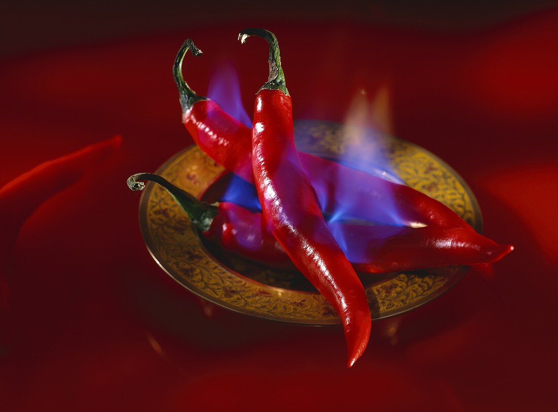 Burning red chillies