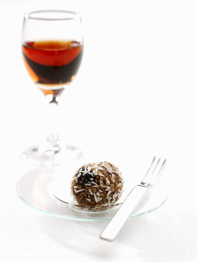 Rum ball with coconut