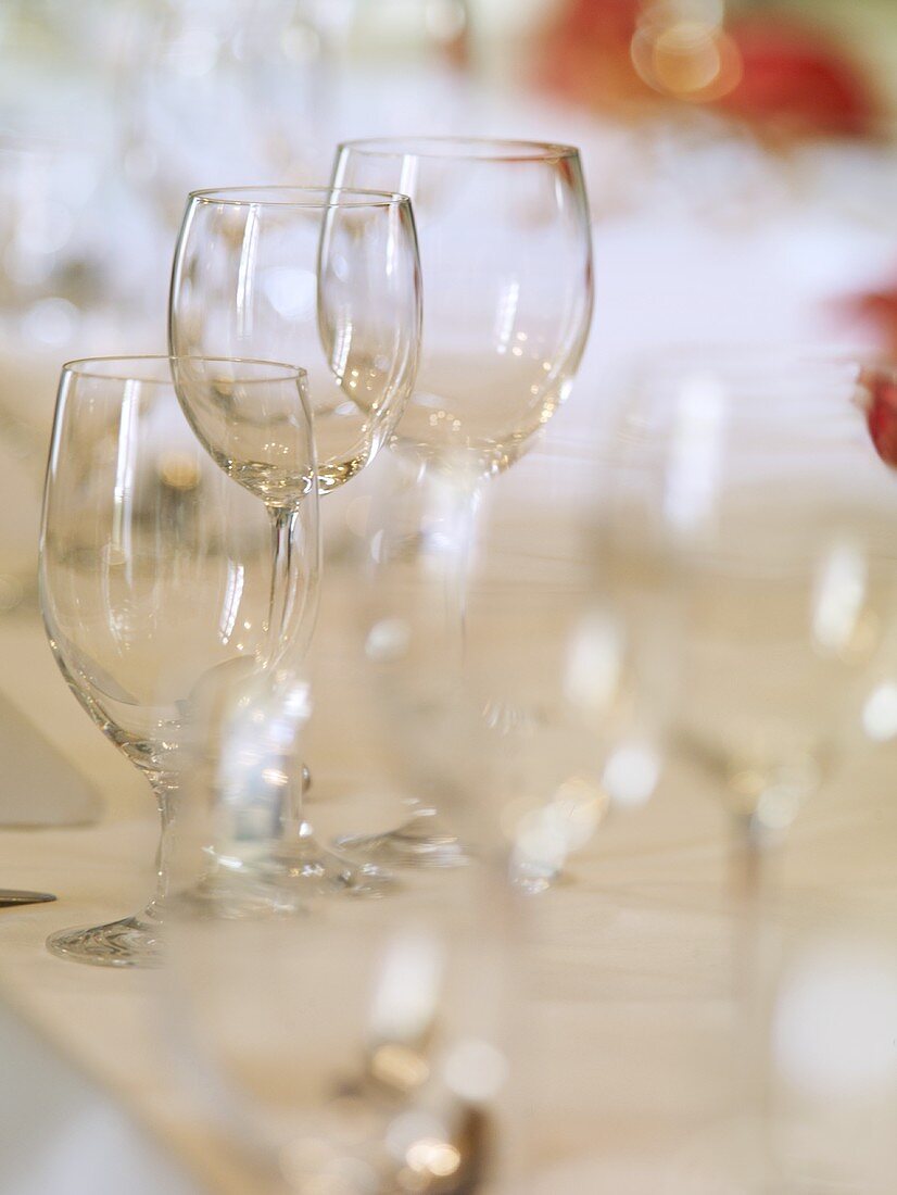 Glasses on laid table