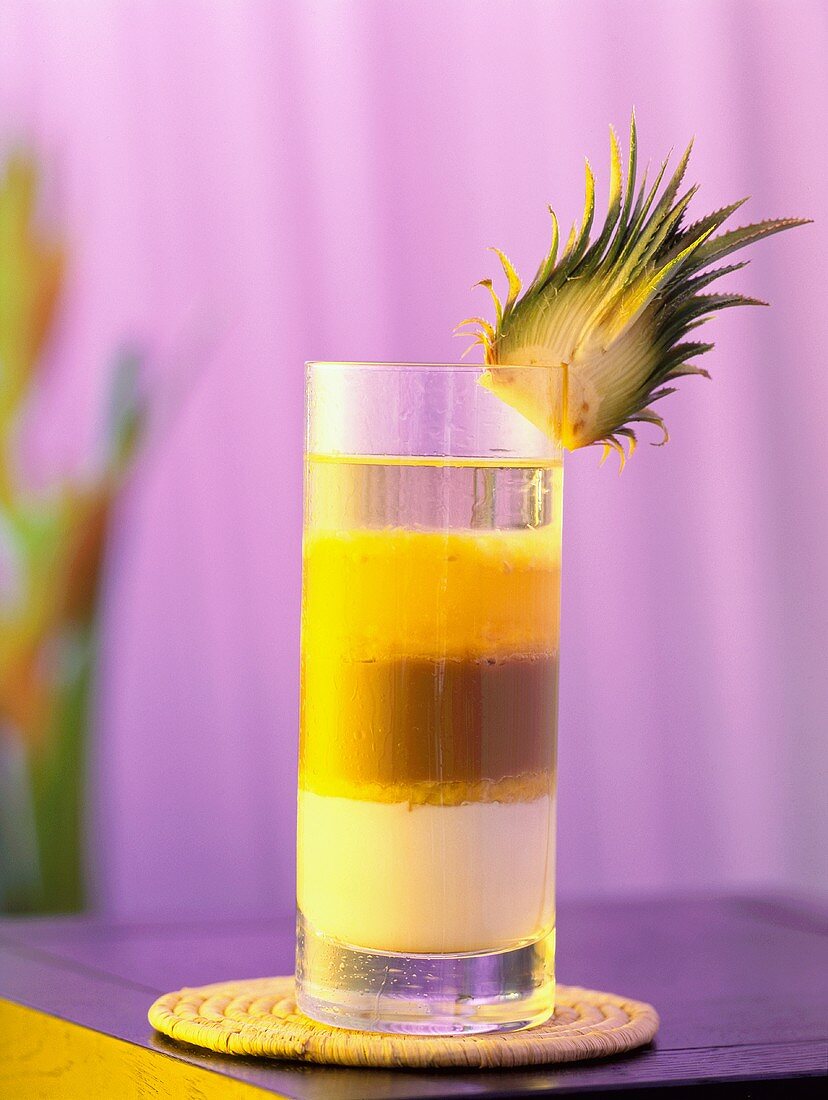 Layered cocktail with pineapple