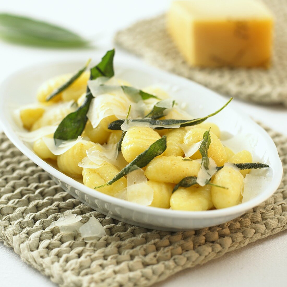 Gnocchi with sage and cheese shavings