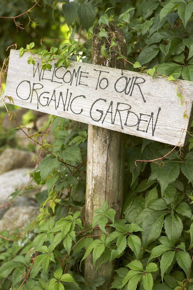 Sign at entrance to garden