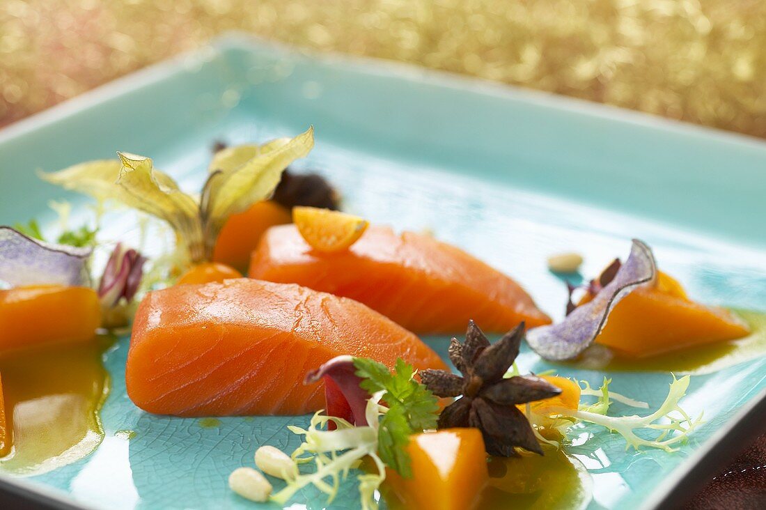 Marinated salmon with spiced pumpkin for Christmas