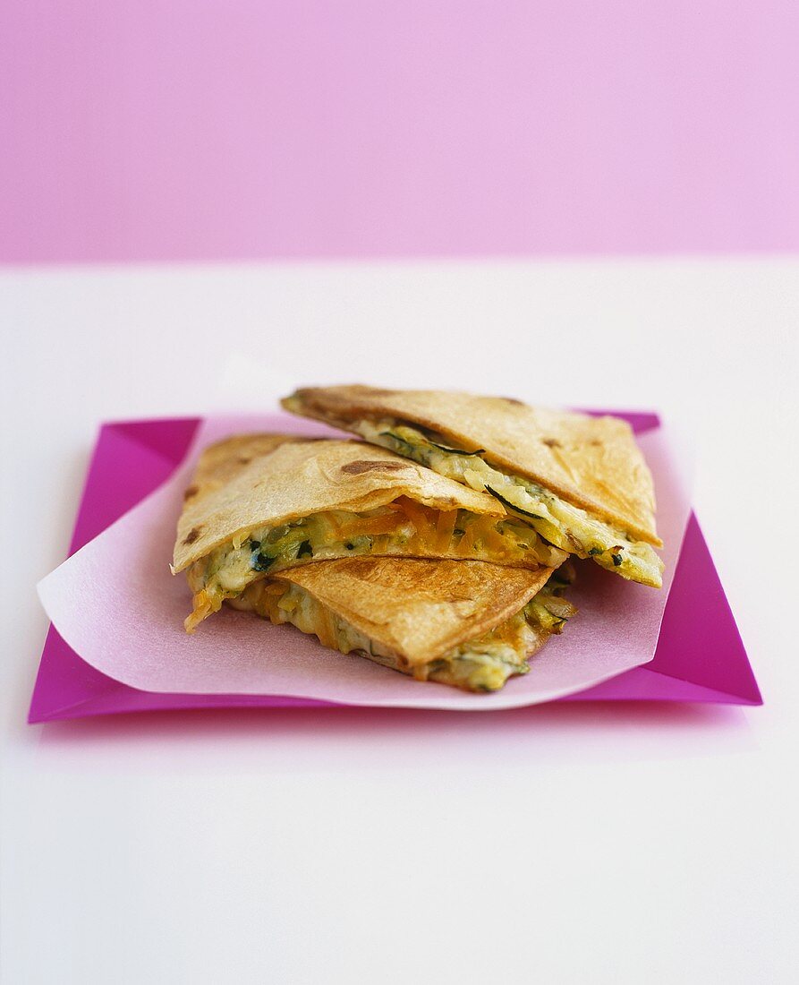 Carrot and courgette quesadillas