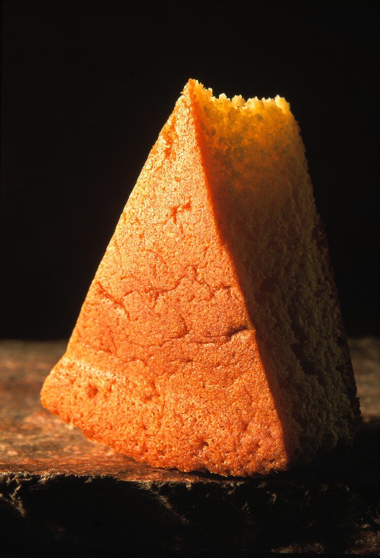 A piece of sponge cake