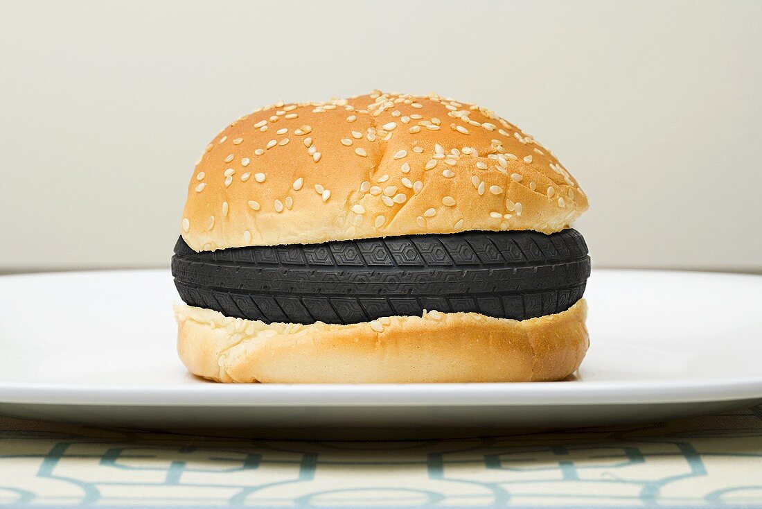 A tyre in a burger