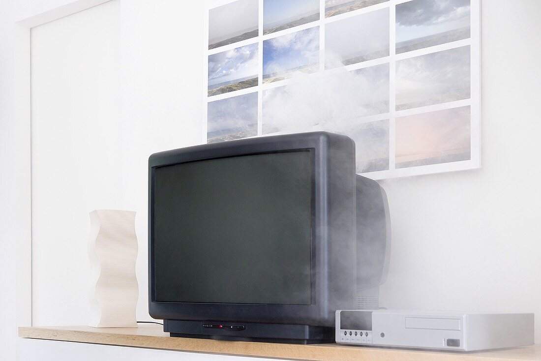 Smoke coming out of a television