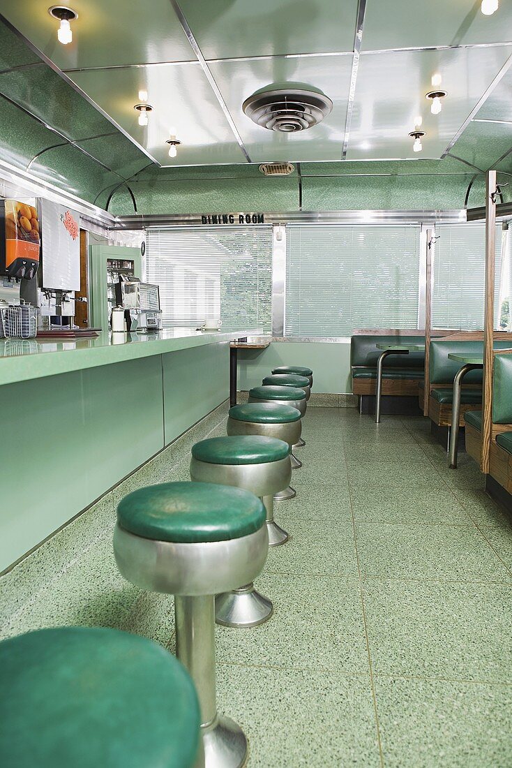 An empty American diner