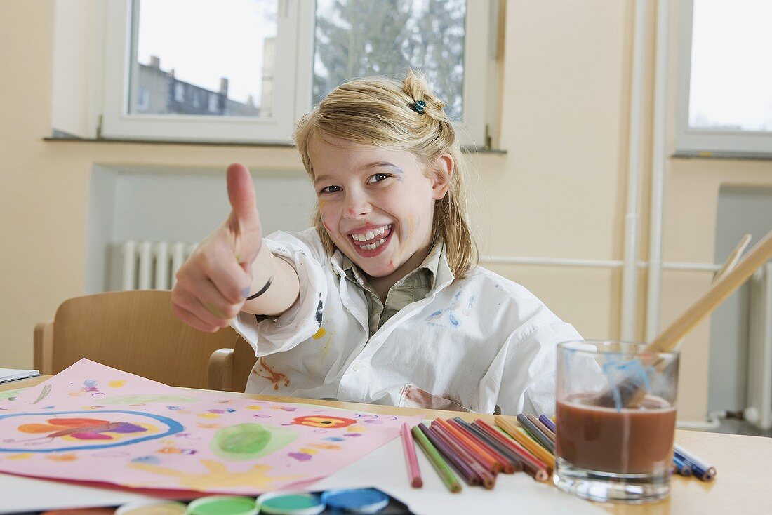 A girl painting