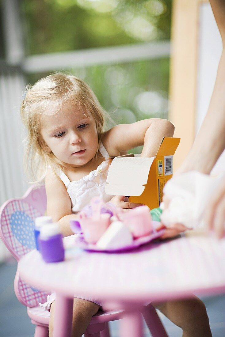 A little girl playing