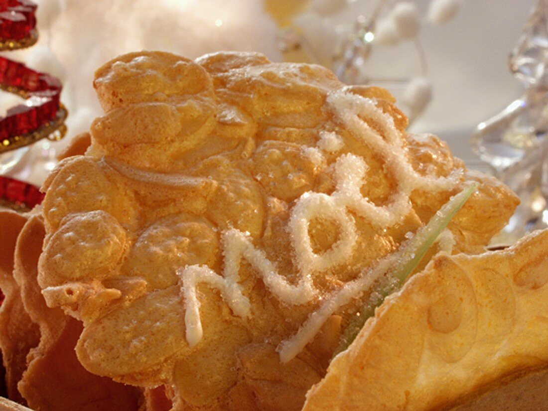 Almond biscuits with the word Noel