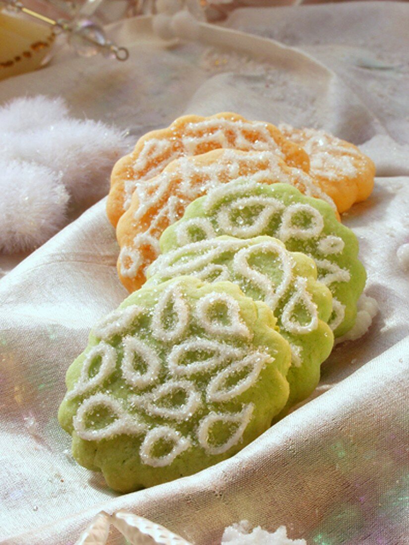 Spanish shortbread biscuits (Sevillanas) with sugar decoration