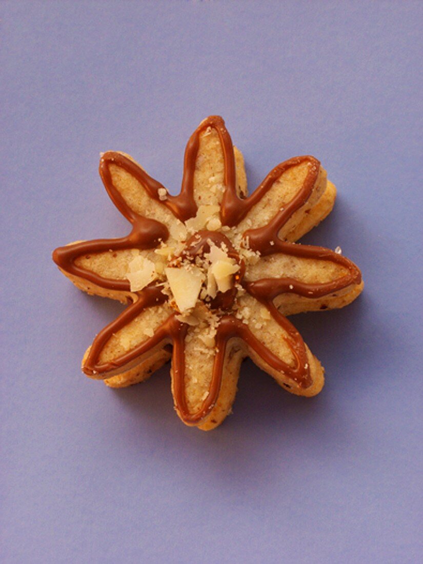 Nut nougat flower with hazelnuts