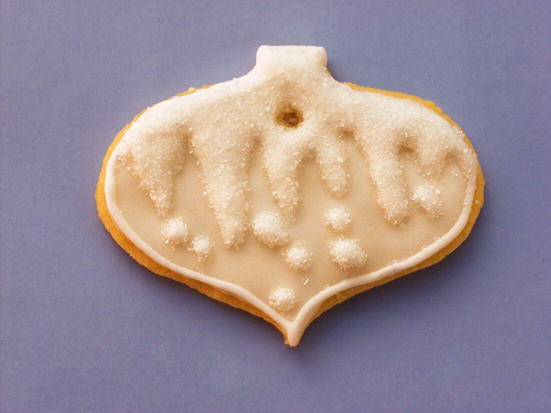White decorated sweet pastry biscuit as Christmas bauble