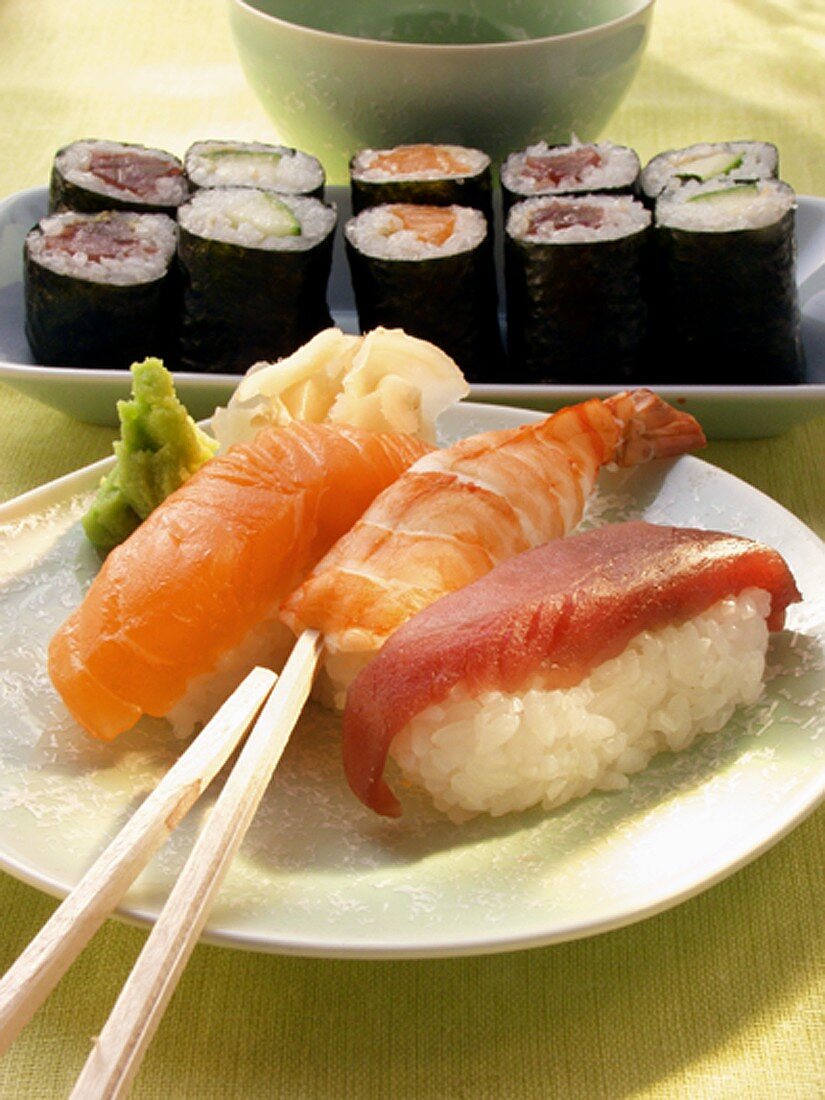 Nigiri-Sushi und Maki-Sushi