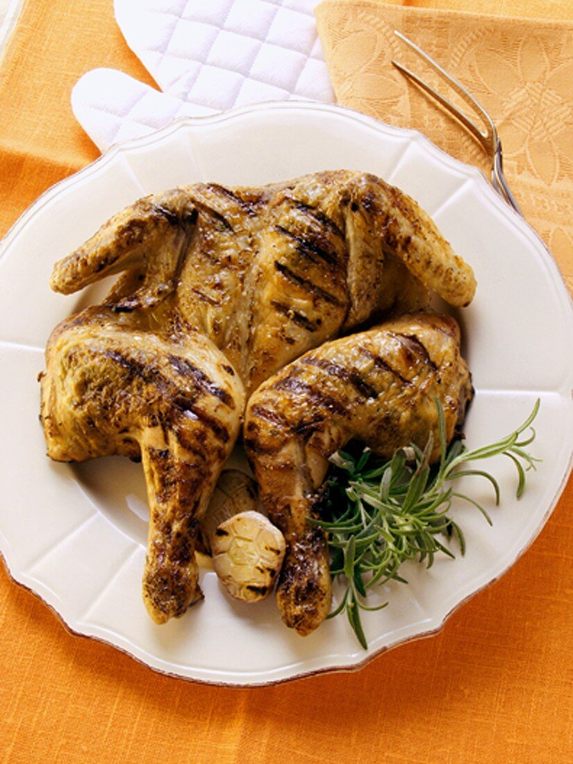 Whole chicken (opened out) with rosemary