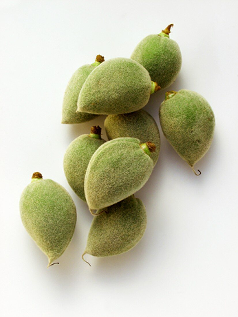 Several fresh almonds