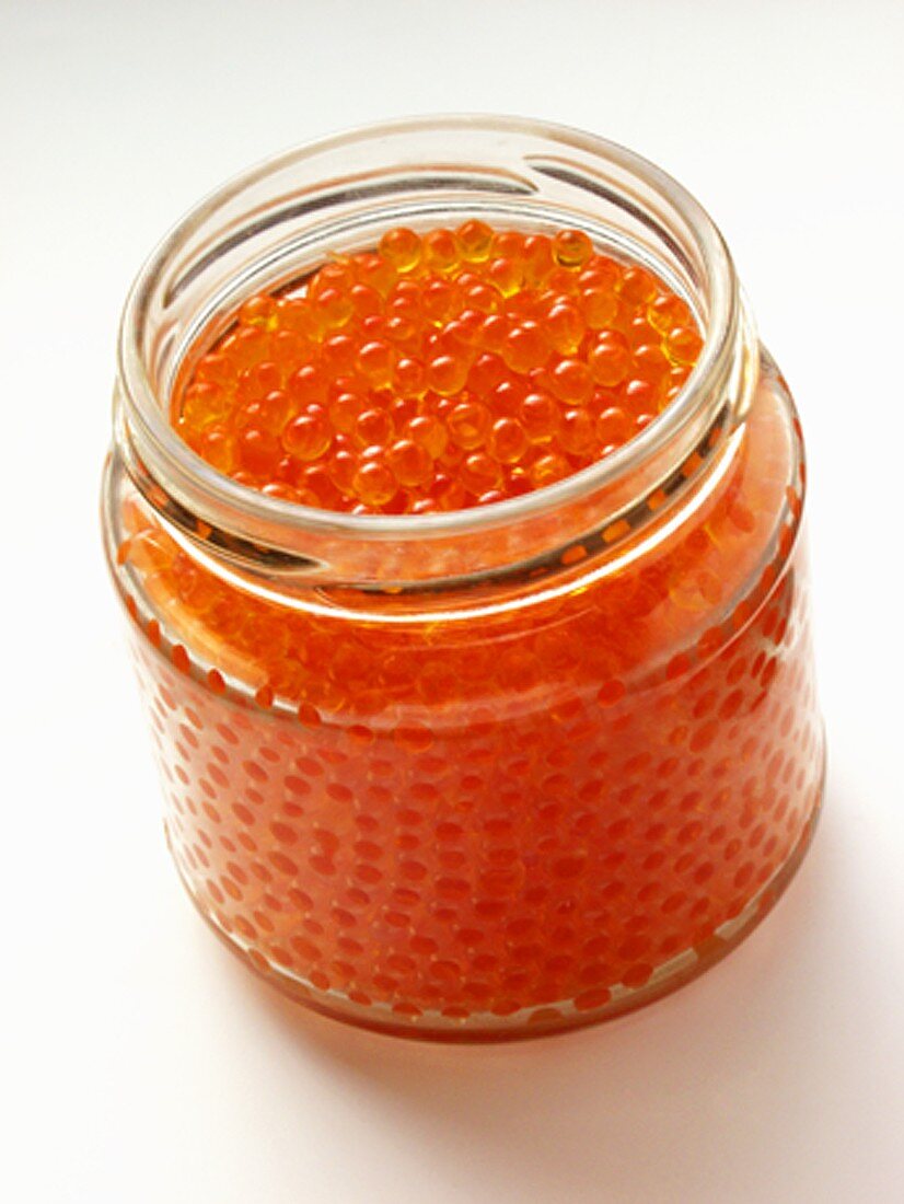 Trout caviare in jar