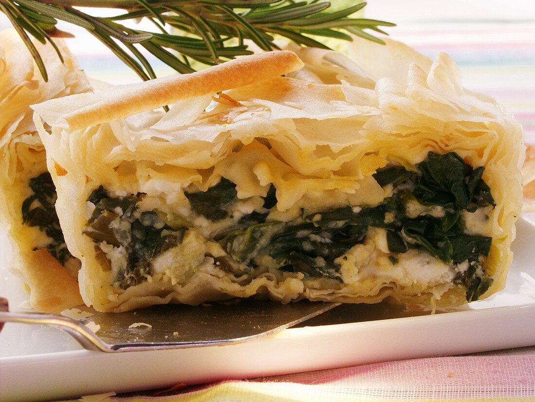 Puff pastry spinach pie with sheep's cheese & rosemary