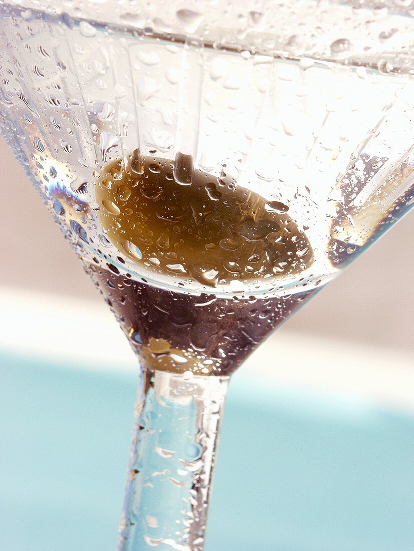 Martini with green olive (detail)