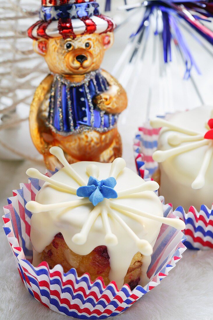 White chocolate brownie for the 4th of July