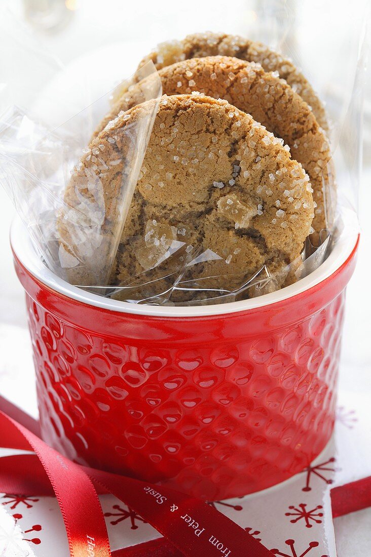 Ginger cookies in red gift box