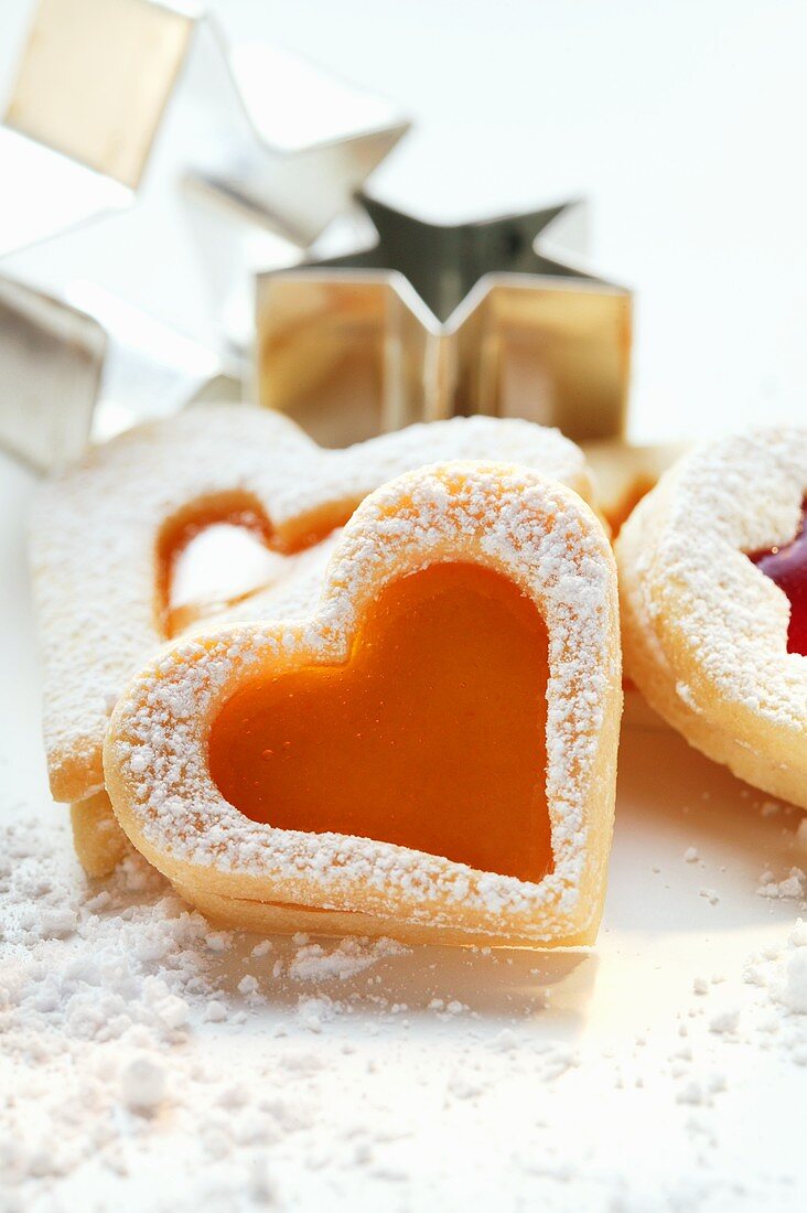 Sweet pastry hearts with apricot jam