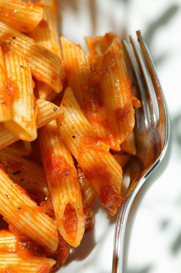 Penne rigate with tomato sauce