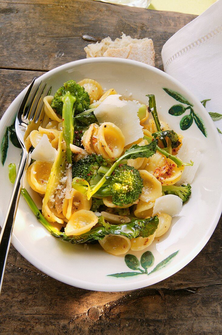 Orecchiette with broccoli, chili flakes and Parmesan