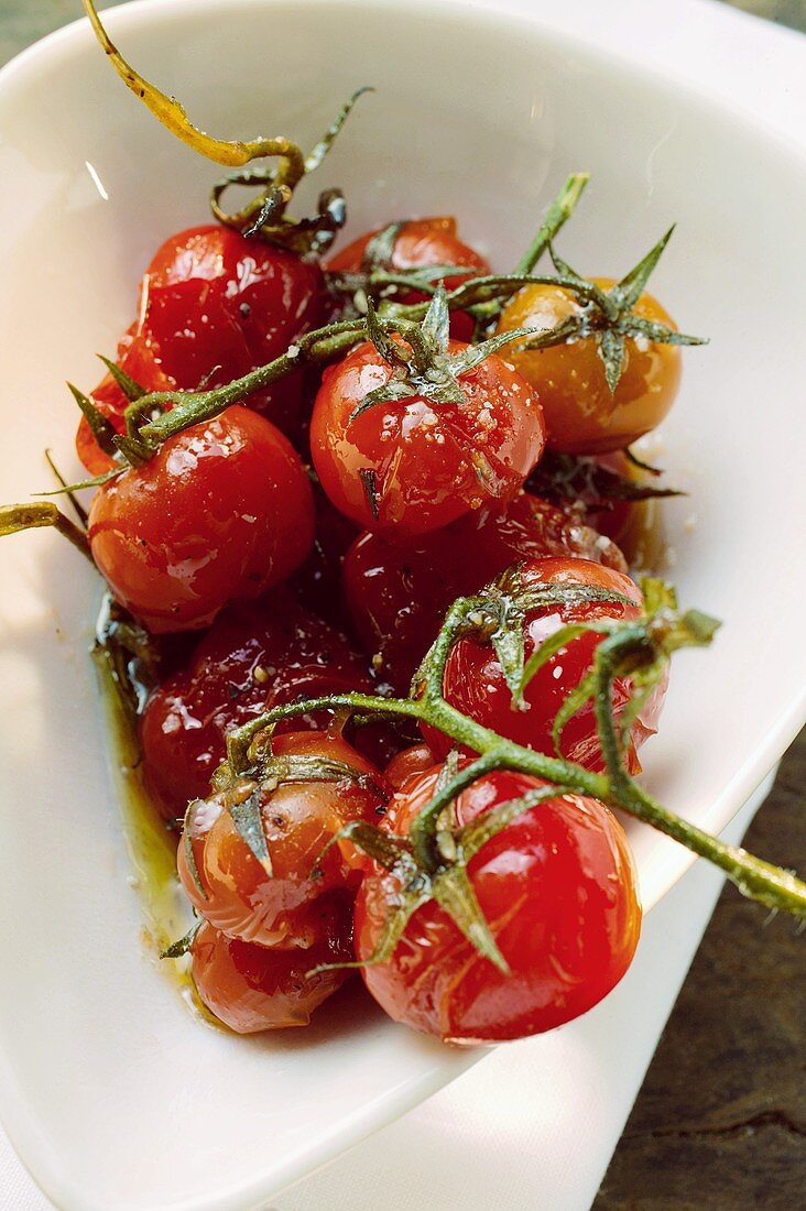 Marinated fried cherry tomatoes