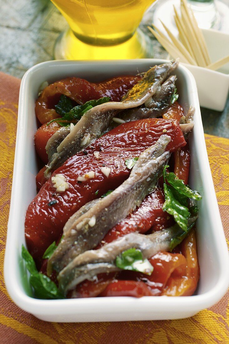 Pickled peppers with anchovies