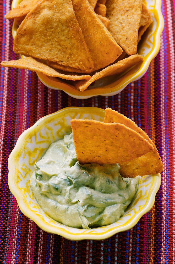 Guacamole with tortilla chips