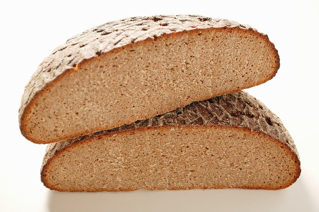Halved rye bread