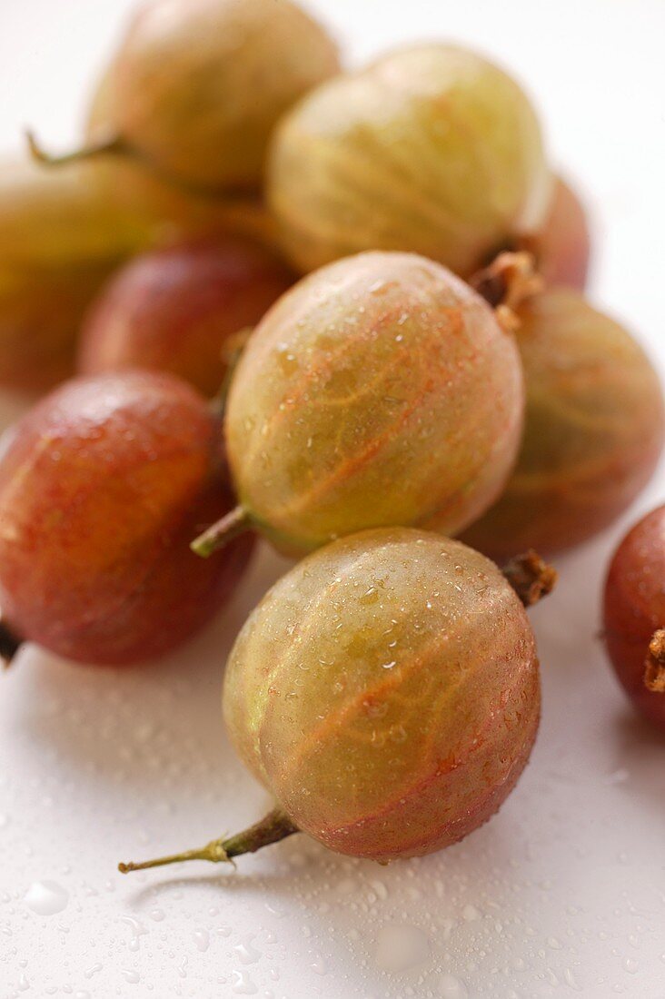 Gooseberries with drops of water