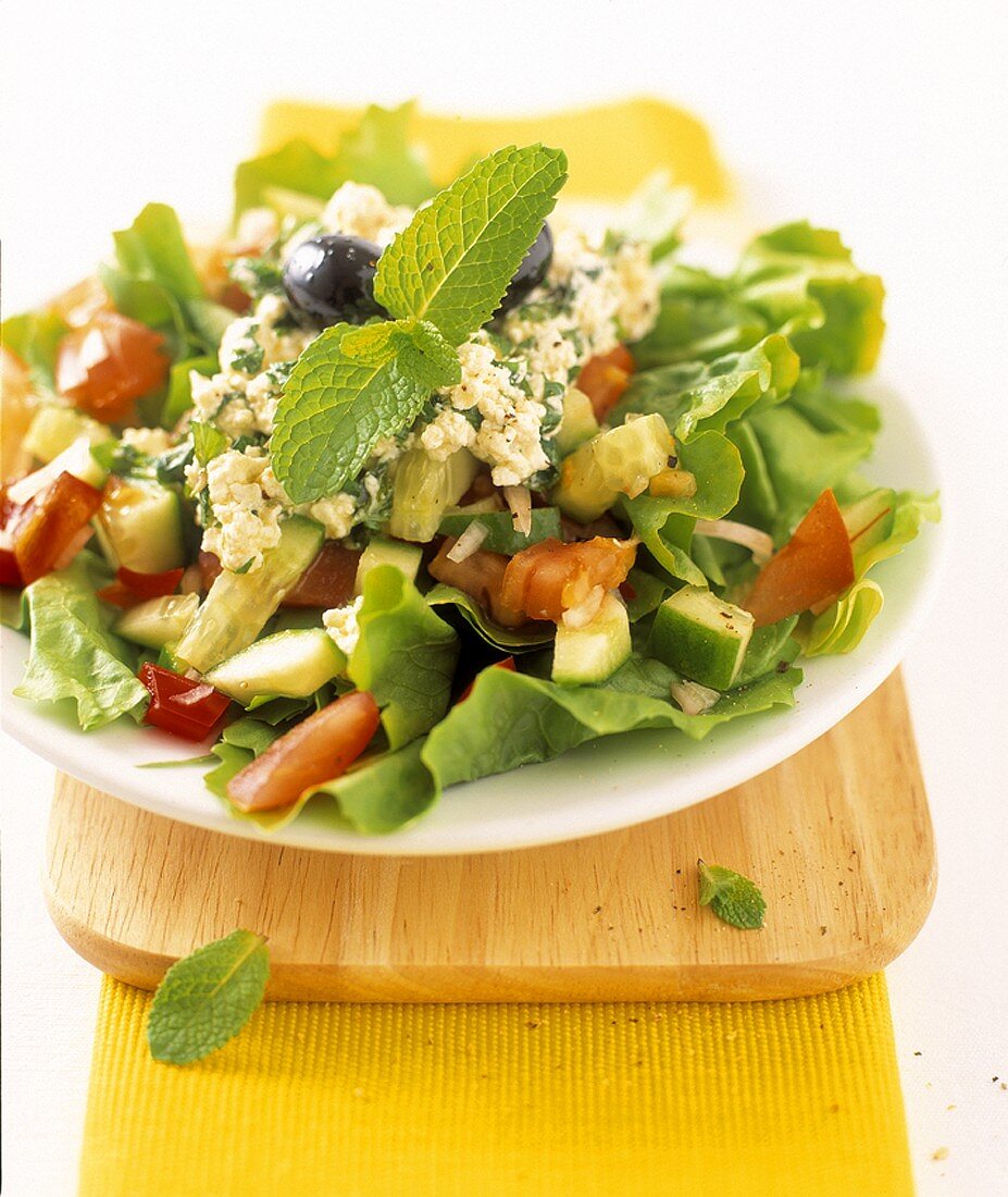 Greek peasant's salad with mint