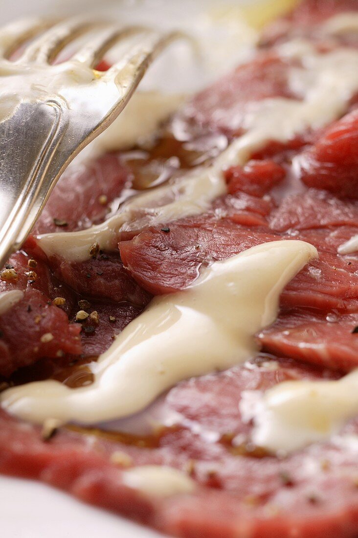 Beef carpaccio with mayonnaise