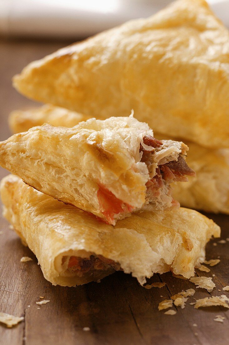 Puff pastries with beetroot filling (Russia)