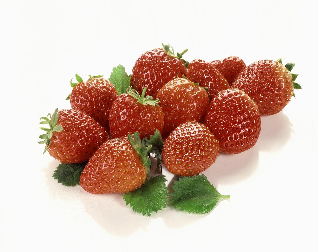 Fresh strawberries with leaves