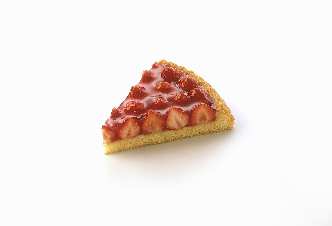 A piece of strawberry flan