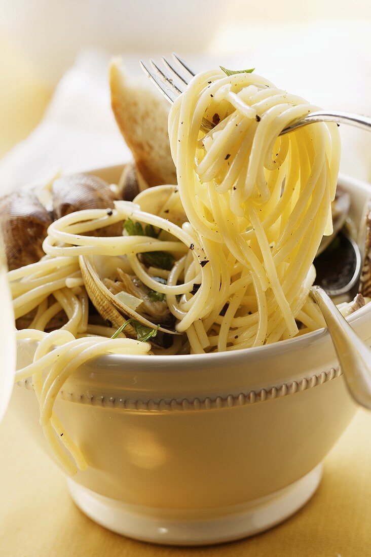 Spaghetti vongole with herbs