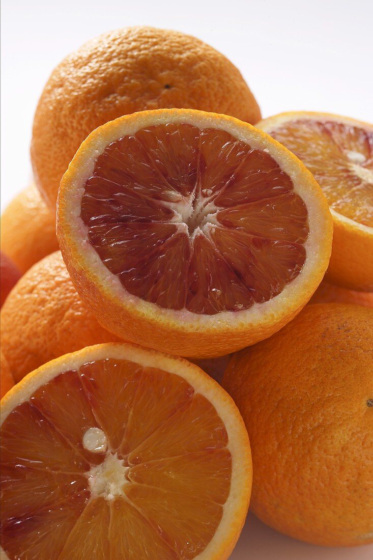 Whole and half blood oranges