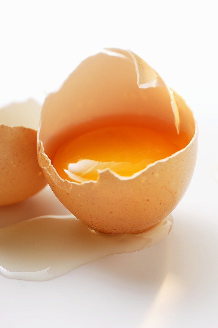 An egg, broken open