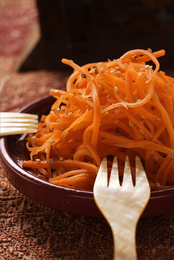 Raw carrot salad with sesame from North Africa