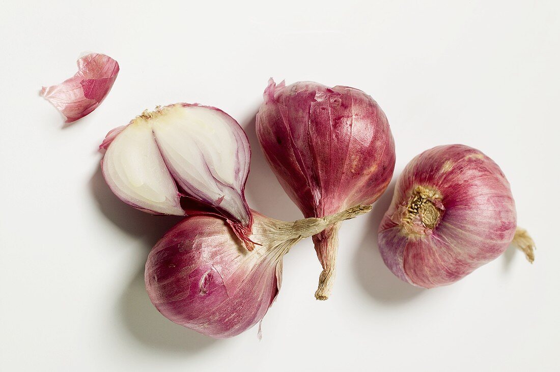 Red onions, one halved
