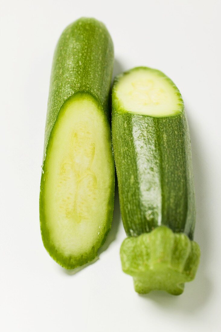 Courgette, halved